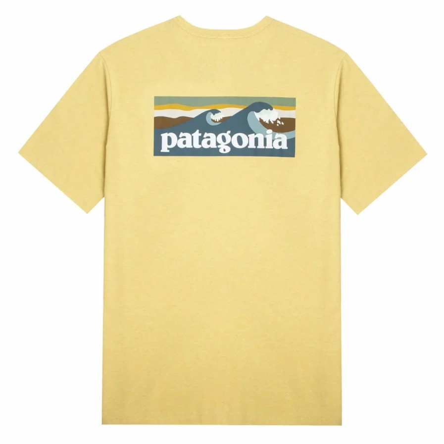 New * Patagonia Boardshort Logo Pocket Responsibili-Tee Surfboard Yellow