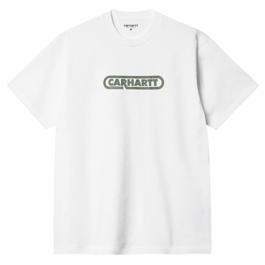 Clearance * Carhartt Wip S/S Fuse Script T-Shirt White / Dollar Green