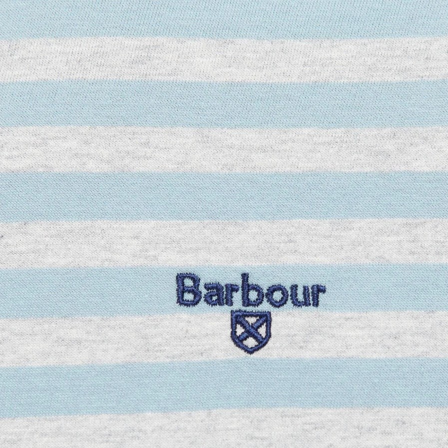 New * Barbour Quay Stripe Tee Powder Blue