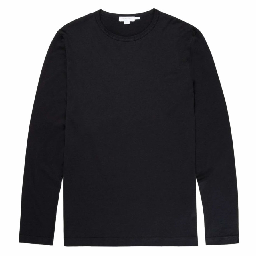 Wholesale * Sunspel Long Sleeve Crew Neck T-Shirt Black