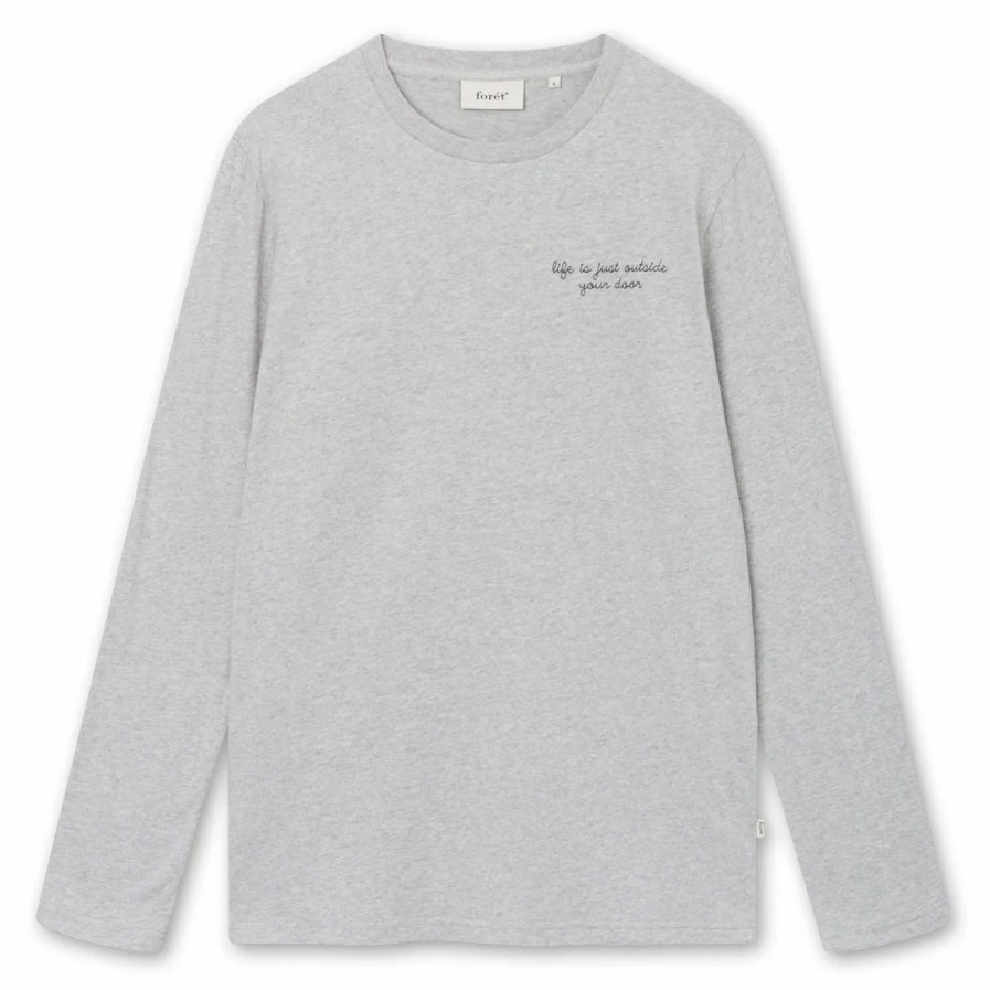 New * Foret Hill Long Sleeve T-Shirt Light Grey Melange