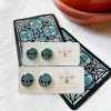 Best * Joeyfivecents Teal Art Deco Studs