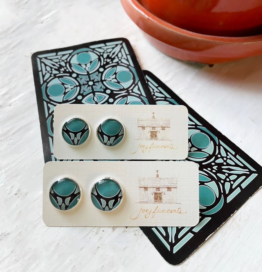 Best * Joeyfivecents Teal Art Deco Studs