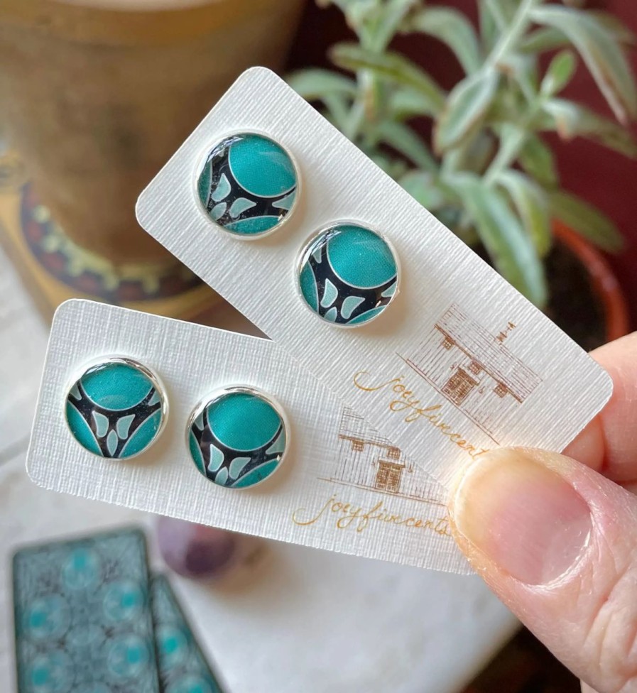 Best * Joeyfivecents Teal Art Deco Studs