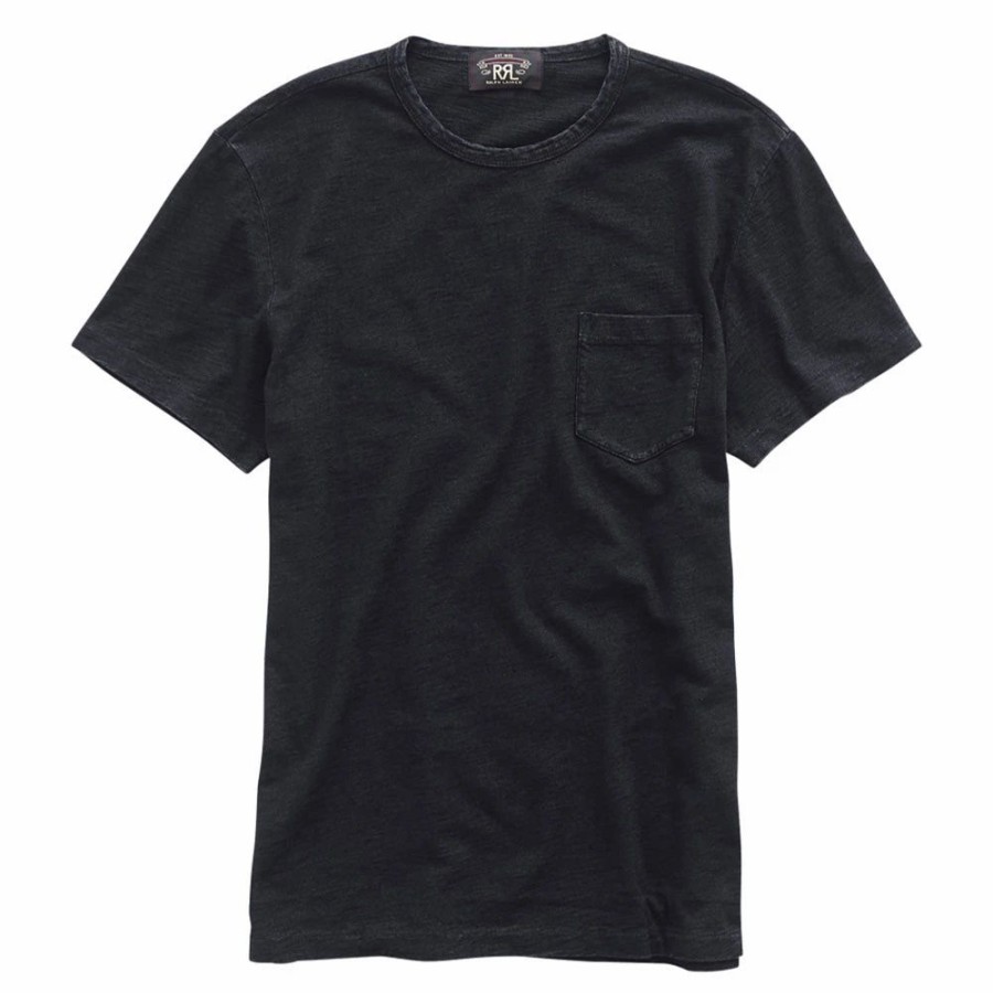 New * Rrl By Ralph Lauren Pocket T-Shirt Black Indigo