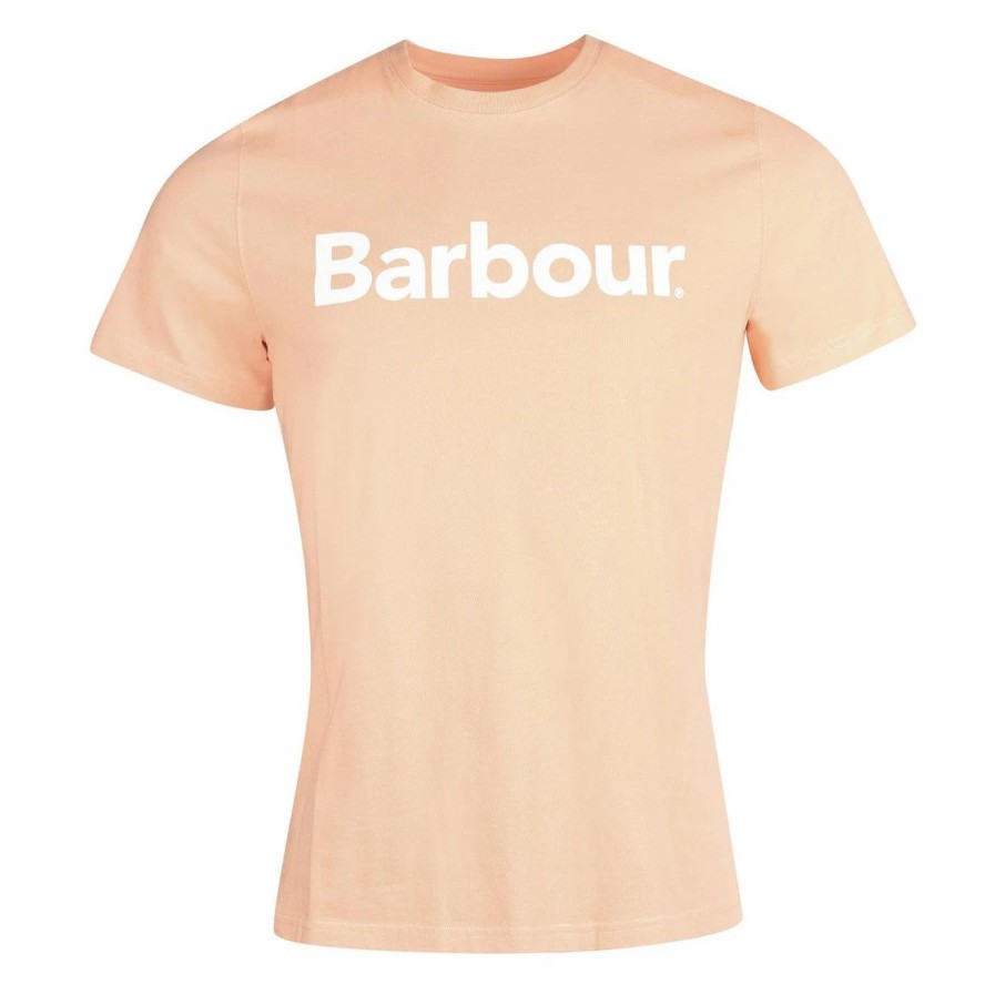 Hot * Barbour Logo T-Shirt Coral Sands