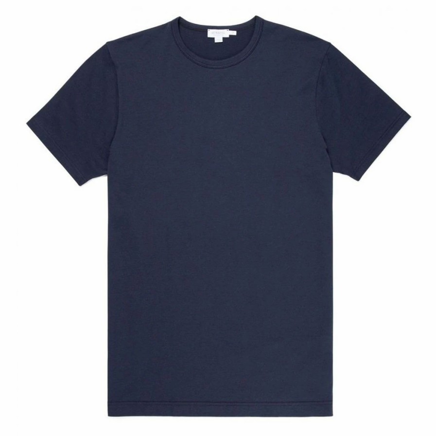 Online * Sunspel Classic Crew T-Shirt Navy