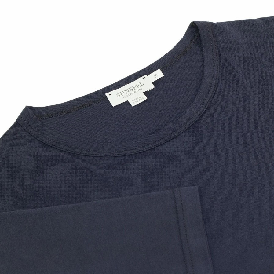 Online * Sunspel Classic Crew T-Shirt Navy