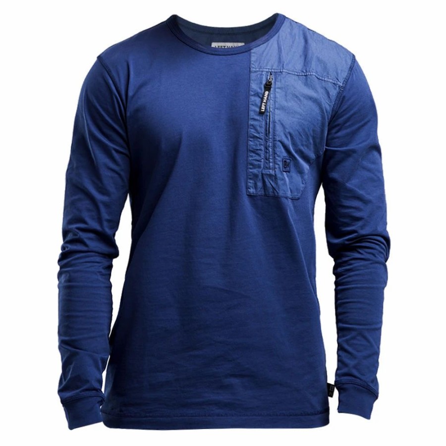 New * Left Hand L/S Patch Pocket Tee Navy