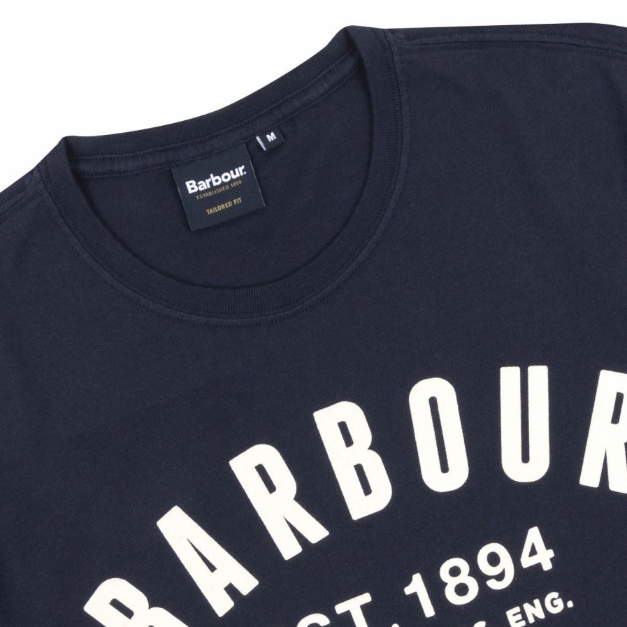 New * Barbour Ridge Logo T-Shirt Navy