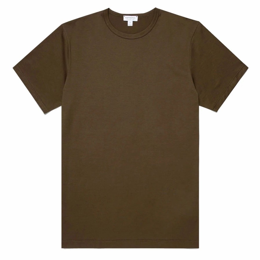 Best * Sunspel Classic Crew T-Shirt Dark Moss