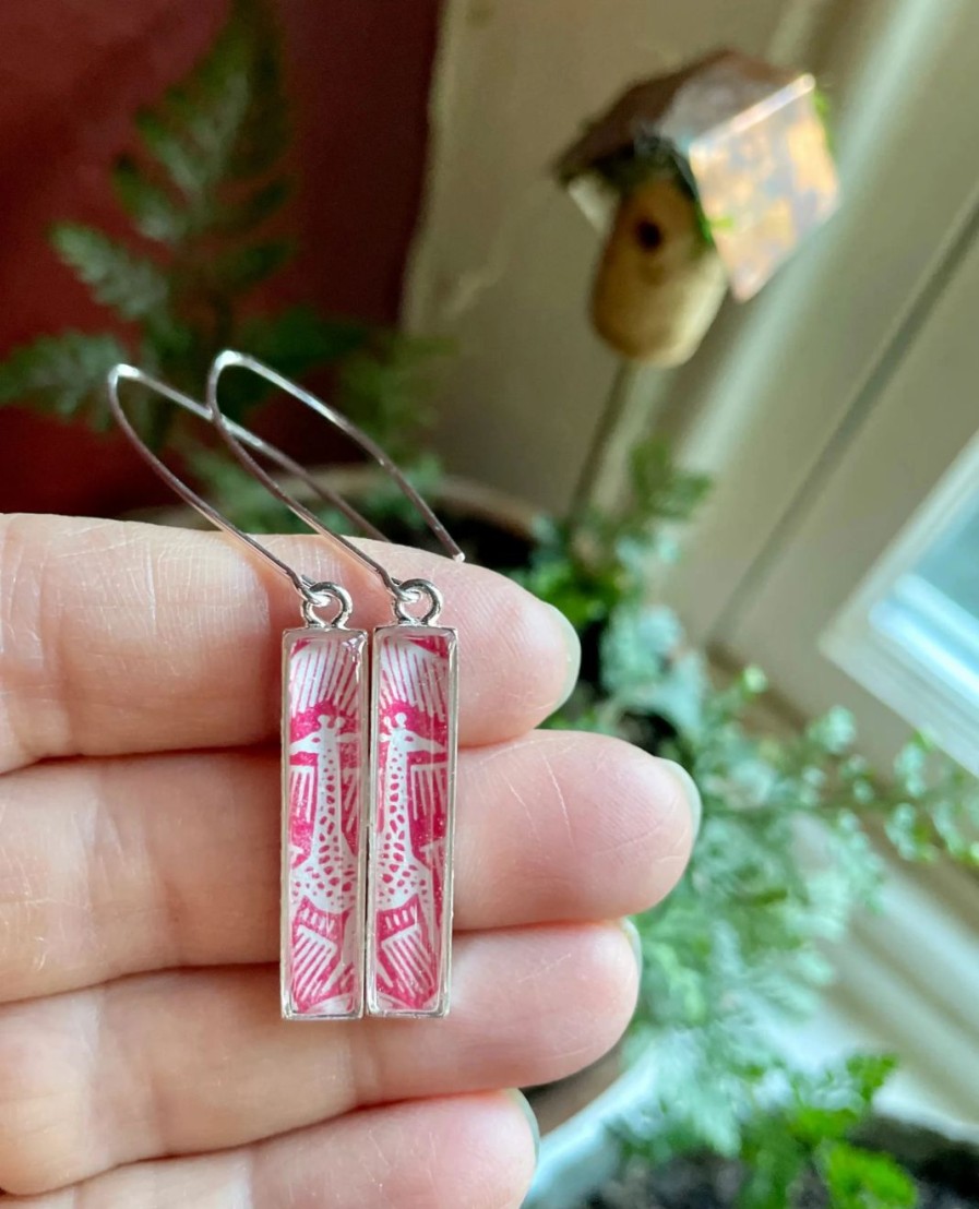 Online * Joeyfivecents Giraffe Drop Earrings Red And White Art Deco