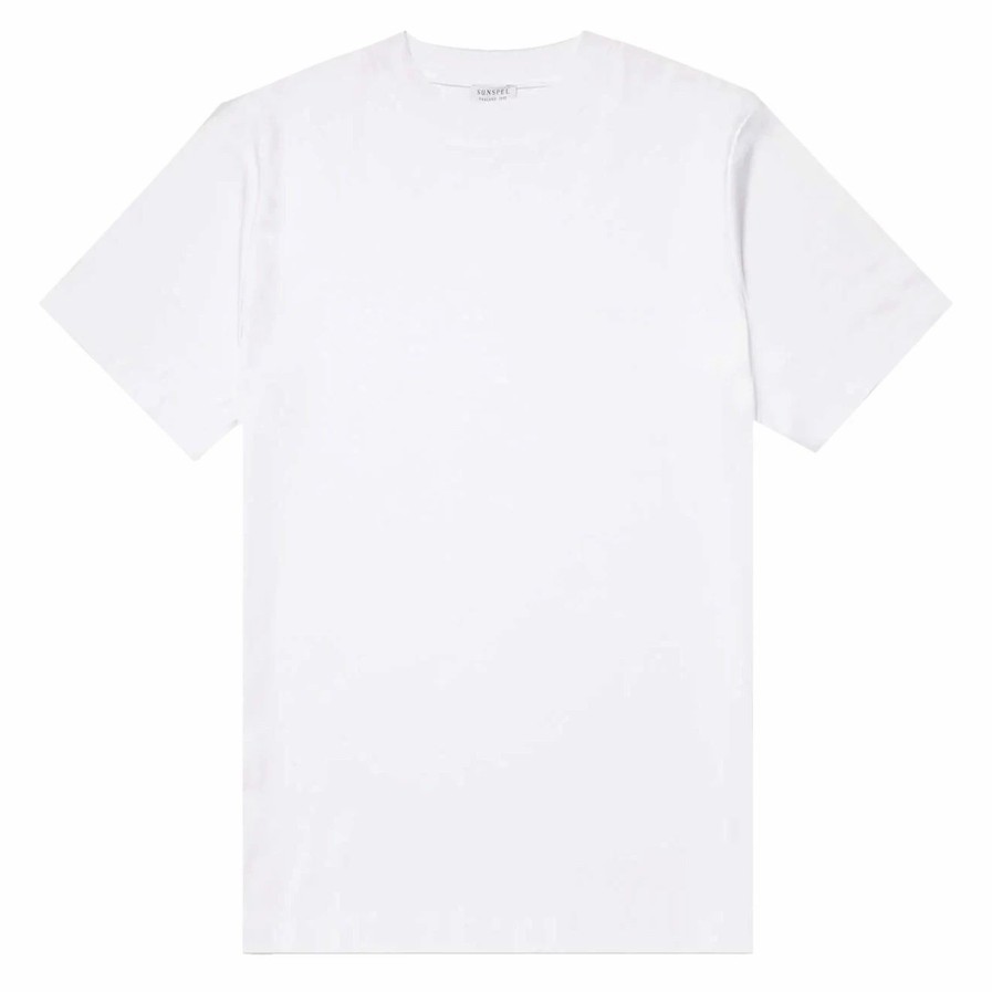 Wholesale * Sunspel Brushed Cotton Mock Neck T-Shirt White