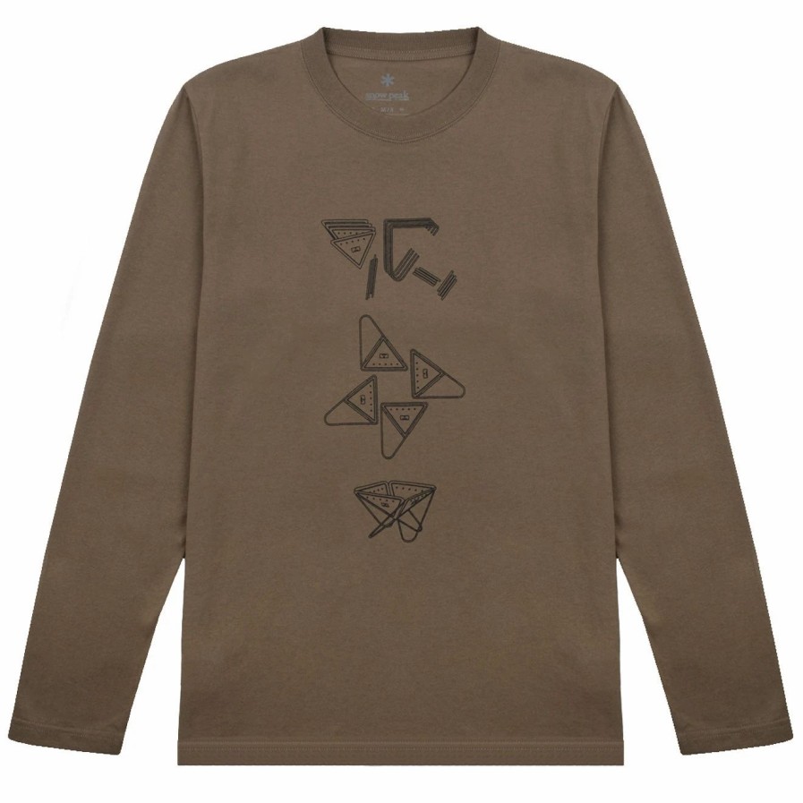 New * Snow Peak Fireplace Long Sleeve Tee Brown