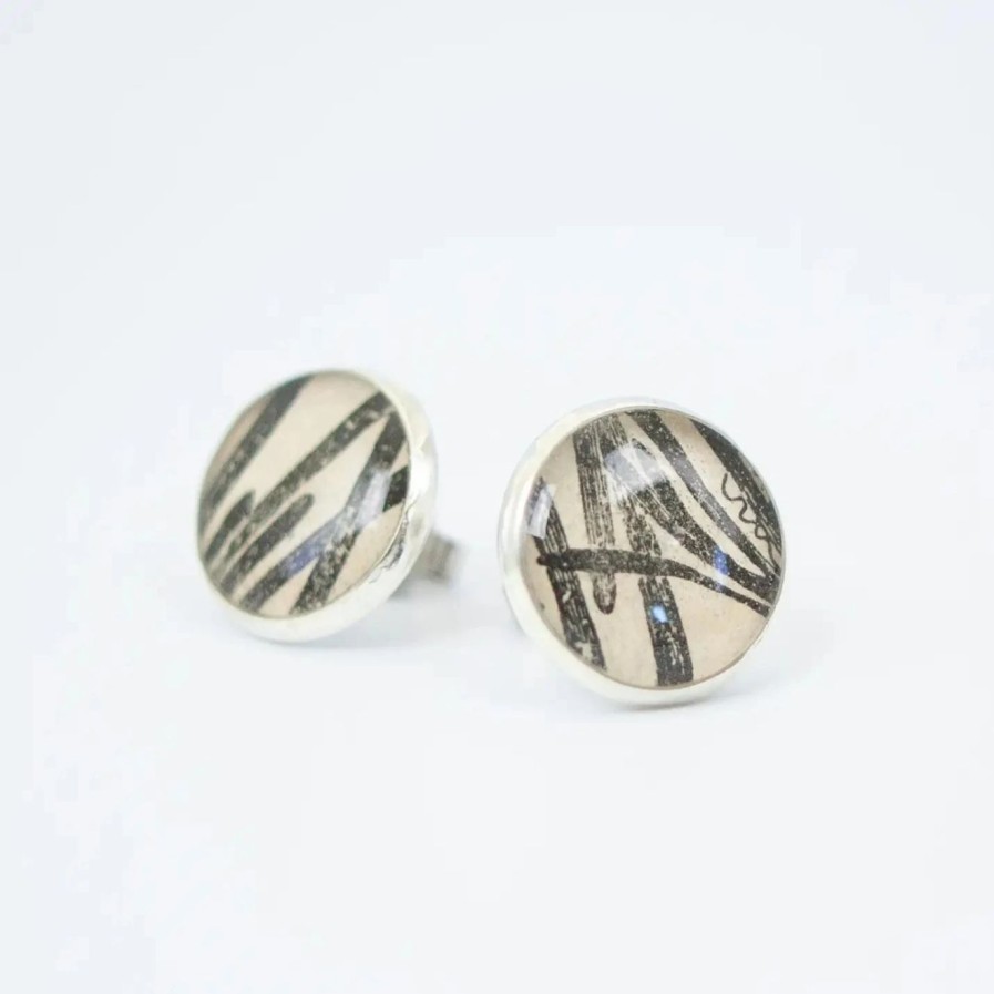 Best * Joeyfivecents Round Botanical Stud Earrings In Black And White