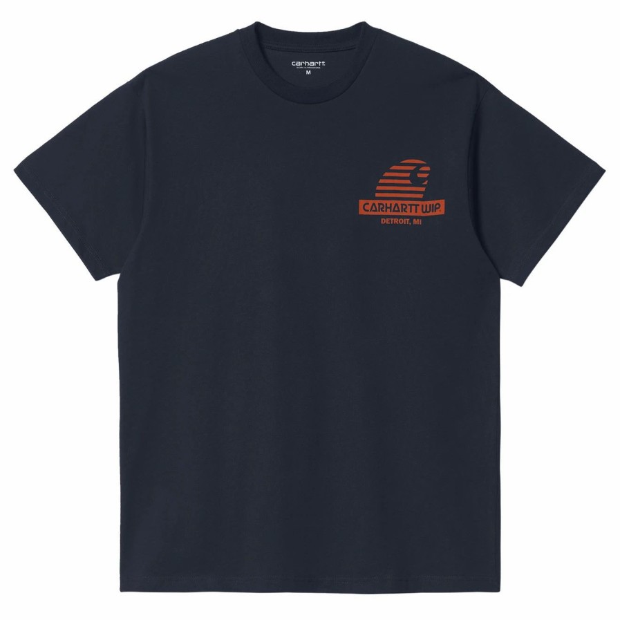 Hot * Carhartt Wip Mechanic T-Shirt Dark Navy / Brick