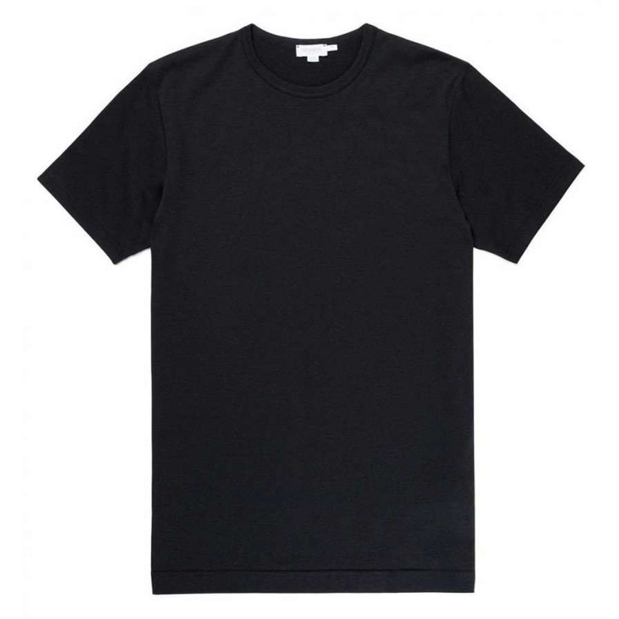 New * Sunspel Classic Crew T-Shirt Black