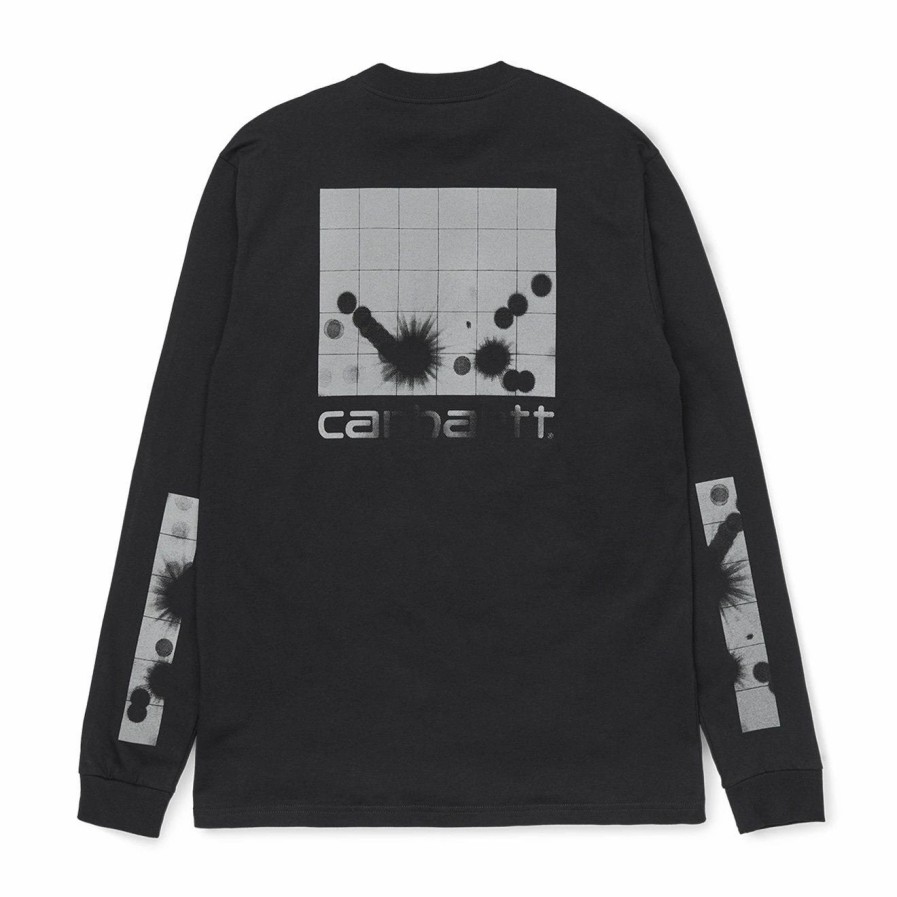 New * Carhartt Wip L/S Reflective Headlight T-Shirt Black / Reflective Grey