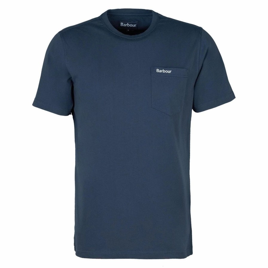 Hot * Barbour Langdon Pocket Tee Navy