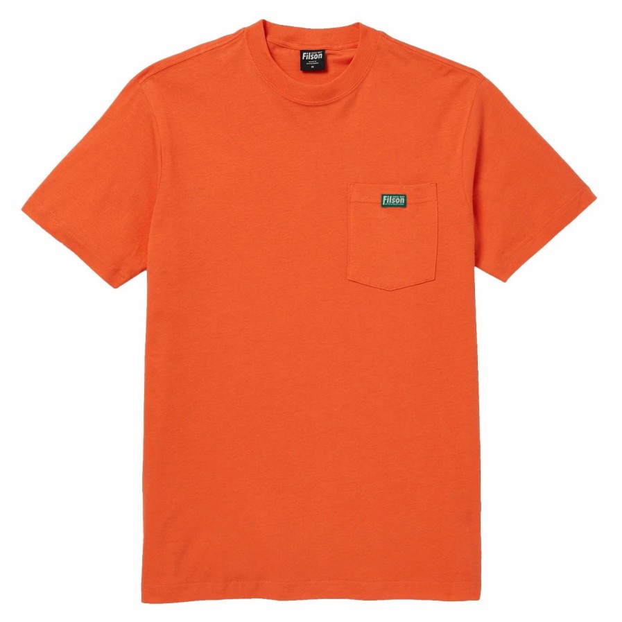 Best * Filson S/S Ranger Solid One Pocket T-Shirt Fast Track Blaze Orange Blazeorang