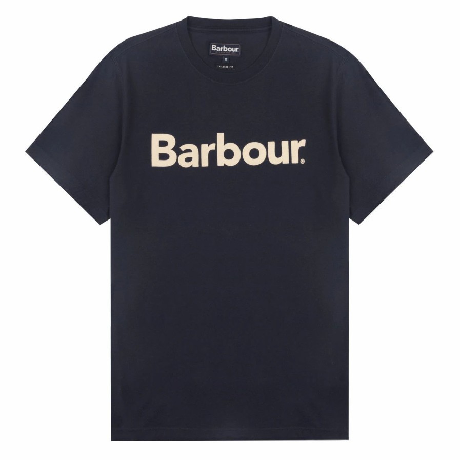 Best * Barbour Logo T-Shirt New Navy