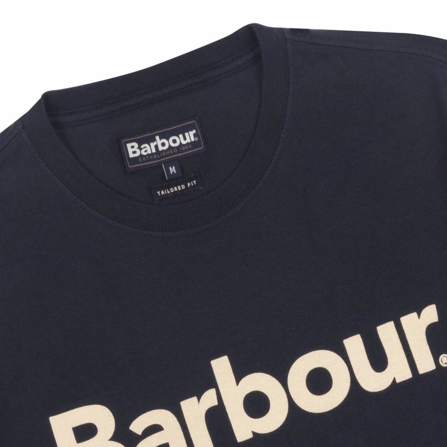 Best * Barbour Logo T-Shirt New Navy