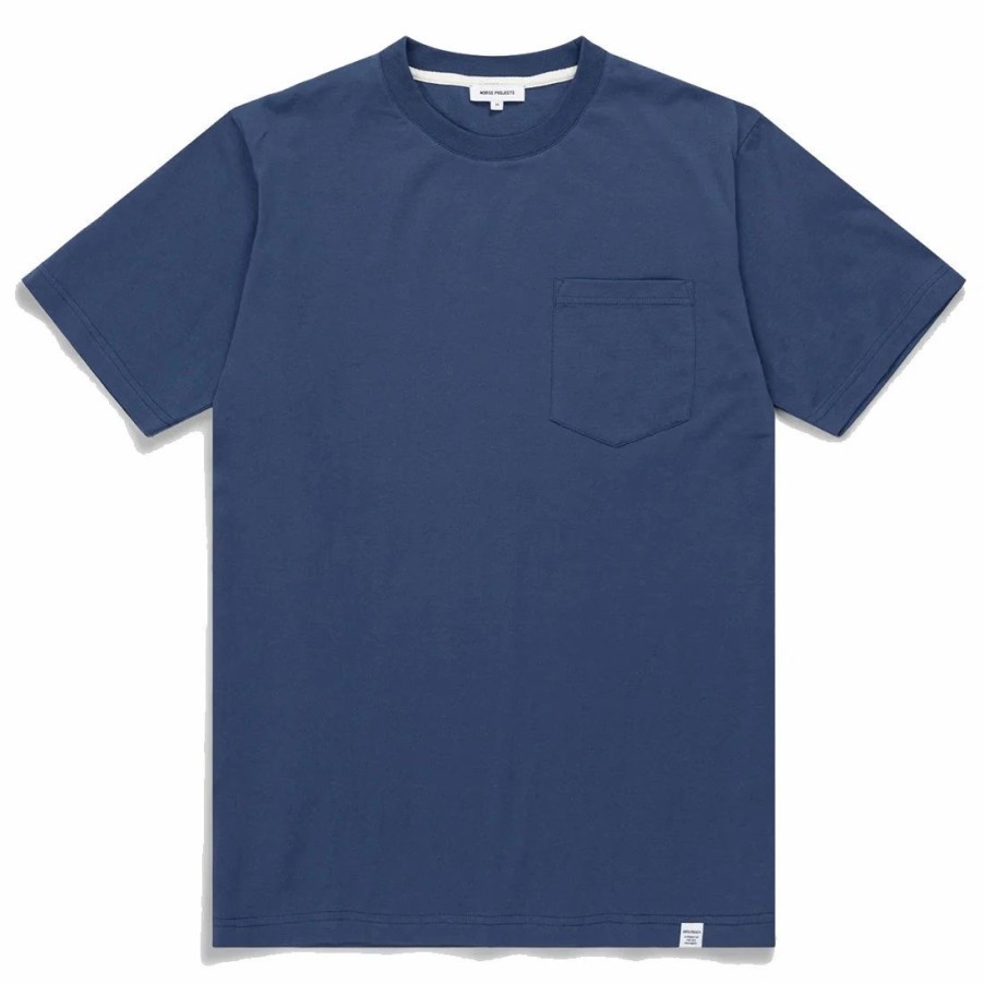 Clearance * Norse Projects Johannes Standard Pocket Ss T-Shirt Calcite Blue