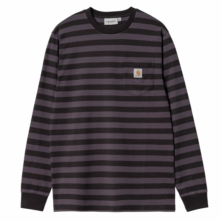 New * Carhartt Wip L/S Merrick Pocket T-Shirt Soot / Artichoke