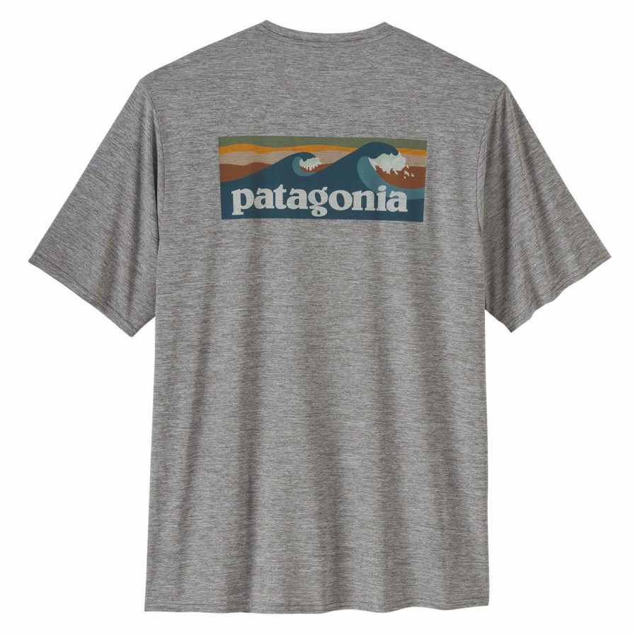 Best * Patagonia Capilene Cool Daily Graphic Shirt Boardshort Logo Abalone Blue: Feather Grey