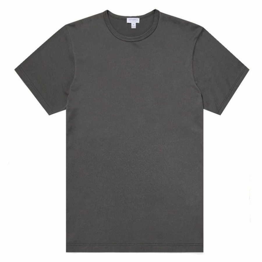 Clearance * Sunspel Classic Crew Neck T-Shirt Charcoal