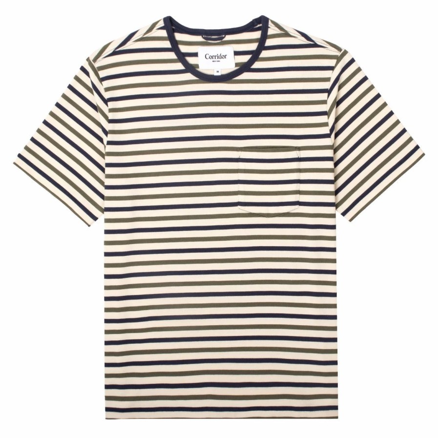 Online * Corridor Organic Striped T-Shirt Natural