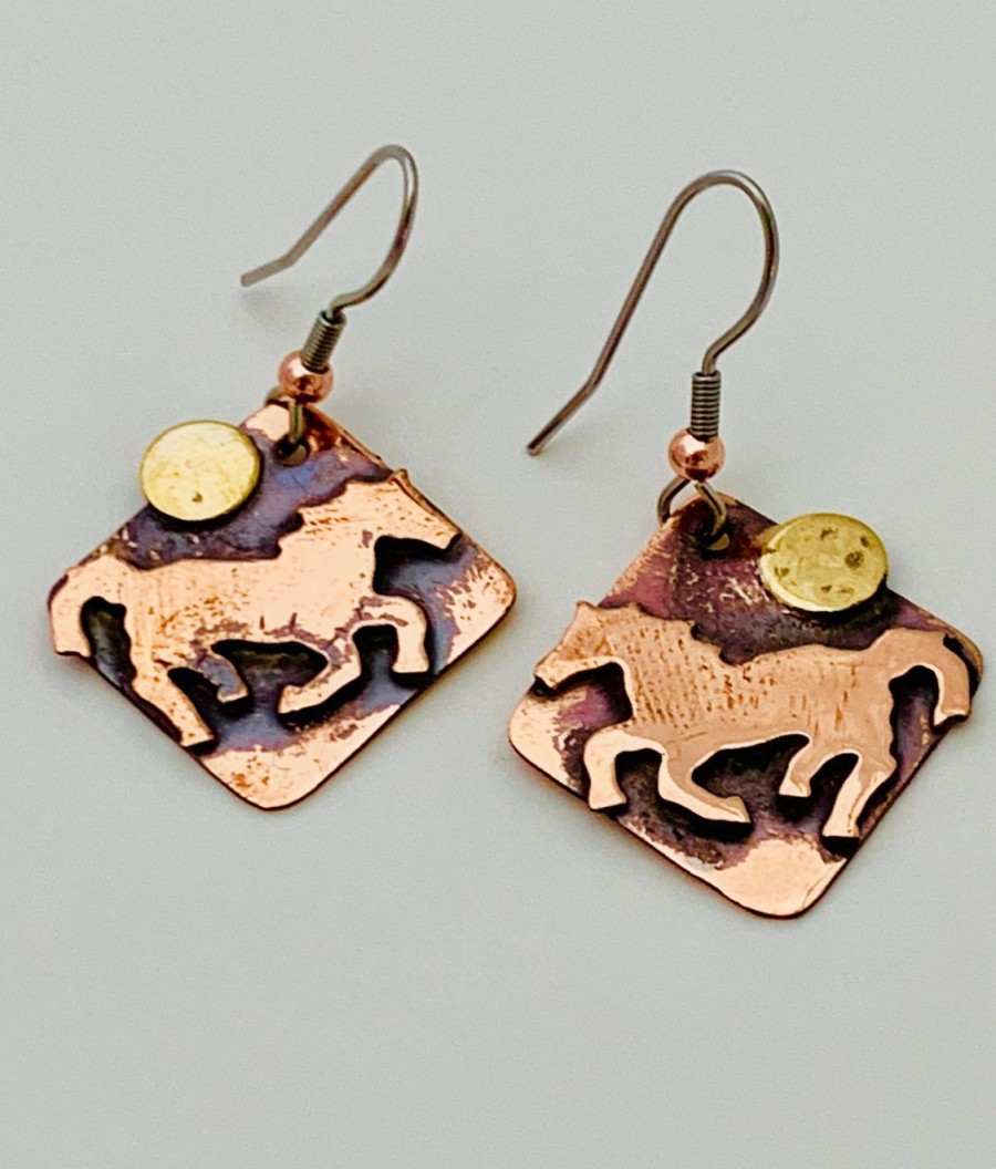 Wholesale * Ildanach Studios Horse And Sun Copper Earrings