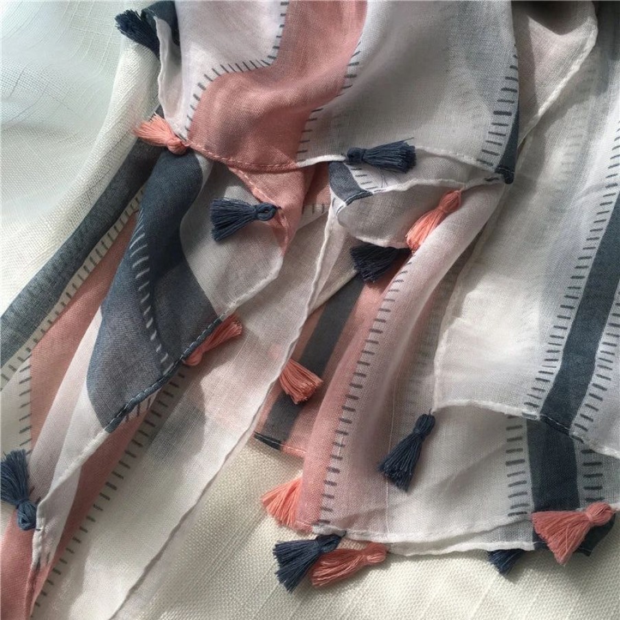 Best * The Roaming Horse Rose, Midnight & White Striped Scarf