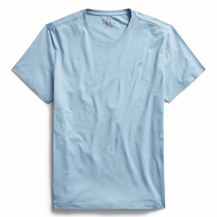 Hot * Rrl By Ralph Lauren Garment-Dyed Crewneck T-Shirt Light Blue